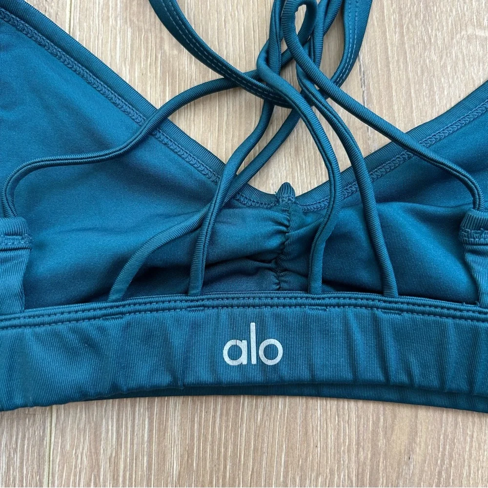 Alo Yoga Sunny Strappy Back Sports Bra Blue Size Extra Small - Picture 3 of 4
